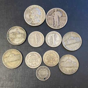 Monedas de plata de Estados Unidos (11) medio centavo a cuarto de dólar 1858 1927 1942 lote de níquel 51019 - Imagen 1 de 12