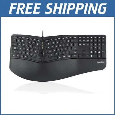 PERIBOARD-330B Ergonomic Backlit Keyboard with Adjustable Wrist Rest & USB Ports - Image 1 of 4