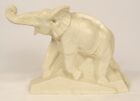 Scultura Elefante In Ceramica Bianco Dipinti Firmato Dolly Art Deco Xx