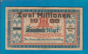 Notgeld-Rendsburg--2 Mio Mk--Üdr. a. 1000 Mk--VARIANTE 1 - Bild 1 von 3