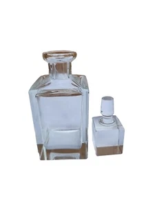 VTG 50s Art Deco Posselt HEAVY Clear Crystal Glass Square Liquor DECANTER MCM - Picture 1 of 13