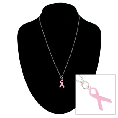 Pink Ribbon Pendant Necklace Breast Cancer Support Awareness 18" Ky & Co - Image 1 of 4