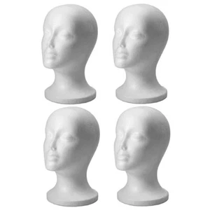 4X White Female Styrofoam Head Model Wig Hair Hat Glass Display Foam Manne - Picture 1 of 12