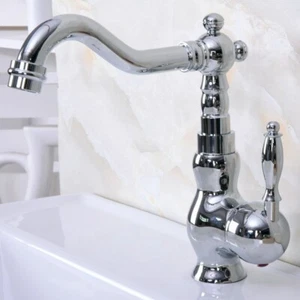 Grifo mezclador de lavabo cromado para baño cubierta de lavabo alto grifo de orificio único Qnf934 - Imagen 1 de 7