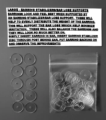 RARO GRANDE 12MM PENDIENTES ESTABILIZADORES PROTECTORES DISCOS REDONDOS DE PLÁSTICO SOPORTE RESPALDO Foto 1 de 2