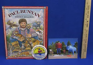 Libro de tapa dura de Paul Bunyan Steven Kellogg 1988 botón carnaval de agua postal - Imagen 1 de 7