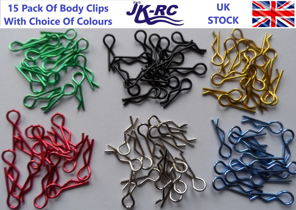 15 Pack SMALL Body Clips/Snap Pins For MOST 1:10 RC Cars Inc TT01/TT02/XV01/XV02 - Image 1 of 1
