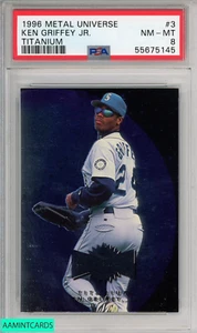 Metal Universe Titanium Ken Griffey Jr #3 1996 Seattle Mariners Hof PSA 8 casi nuevo-como nuevo - Imagen 1 de 3