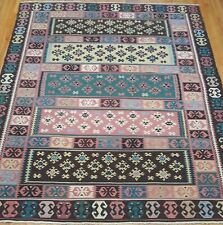 8'4x9'9"  FLAT WOVEN KILIM HAND WOVEN WOOL COLORFUL LARGE ORIENTAL RUG CLEANED  