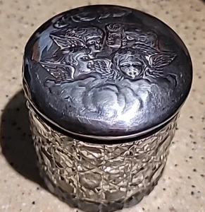 Reynolds Angels Large Dresser Jar English Sterling Silver 1901 William Comyns - Picture 1 of 11