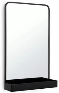 Rectangular Bathroom Mirror Industrial Storage Mirror 65 x 40cm - Black - Picture 1 of 7