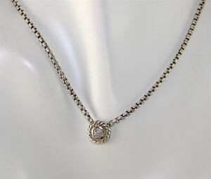 David Yurman Sterling Silver & 18K Diamond Cookie Cable Collectibles Necklace