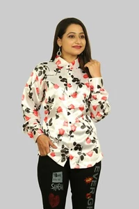 Western Shirt Satin Women Shirt Printed Fancy Shirt Party Wear Casual Wear KF02 - Picture 1 of 120