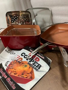Red Copper Square cookware set with 8.5"x9.5" skillets - Picture 1 of 9