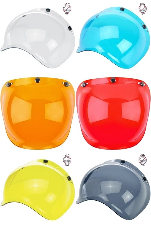 Biltwell Bubble Anti Fog Clip On Motorcycle Visor - All Colours