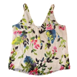 Lavender Brown Floral Spaghetti Strap V-neck Tank Top Size M - Picture 1 of 14