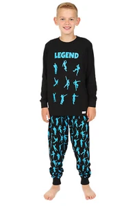 Emote Legend Dance Gaming Black Blue Cotton Long Pyjamas - Picture 1 of 7