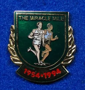 Track & Field Coach Green Shield Bannister Landy Miracle Mile Finish Line Pin - Picture 1 of 1