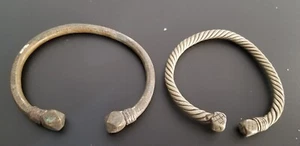 Two ANTIQUE Silver Yemeni Jewish Tribal Bedouin anklet handmade 341 G - Picture 1 of 12