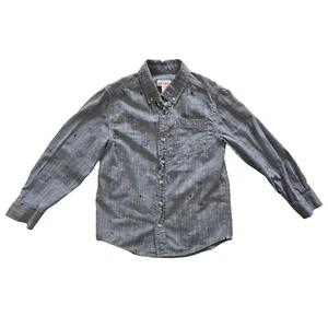 Cat & Jack Blue Chambray Button Down Shirt With Space Doodle Design Size S - Picture 1 of 9