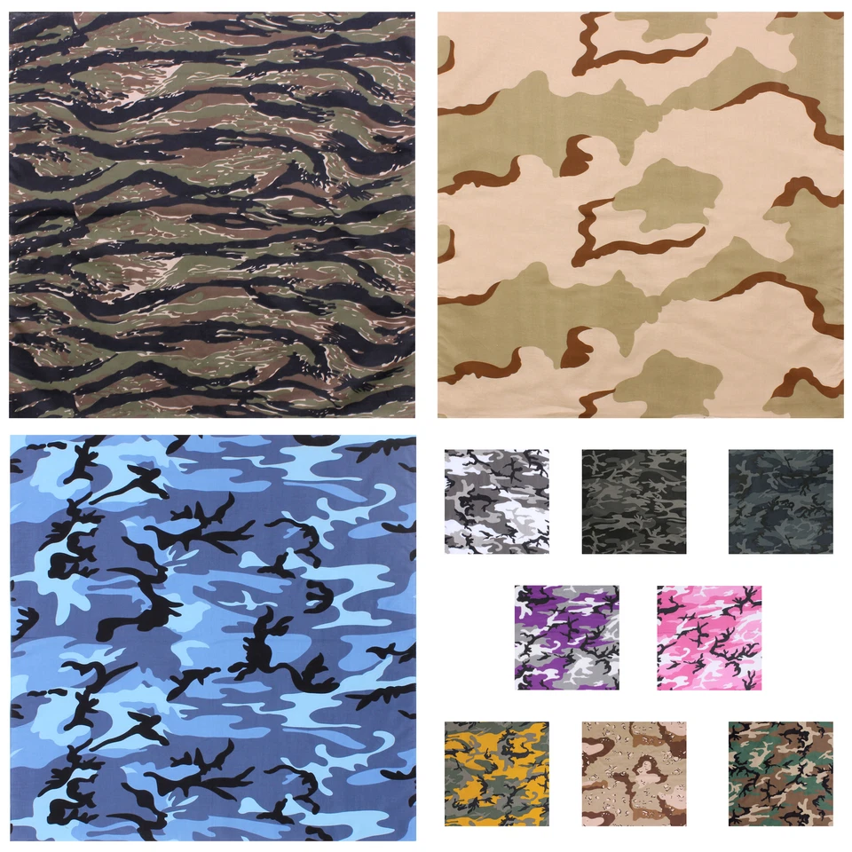Bandanas camufladas - Bandana extra grande 27 x 27 pulgadas 100 % algodón para motociclista Foto 1 de 1