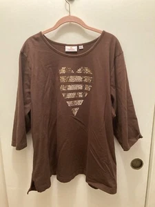 QUACKER FACTORY 3X, EMBELLISHED HEART TOP, PRE OWNED! - Picture 1 of 3