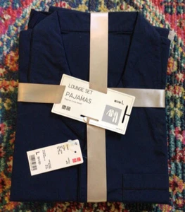 2 Pieces NEW Men’s LARGE Cotton Lounge Set Pajamas Navy Blue 41”-44” 31”-34” - Picture 1 of 4