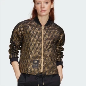 Adidas Premium Superstar Metallic Monogram Bomber Jacket Gold Black Reversible - Picture 1 of 13