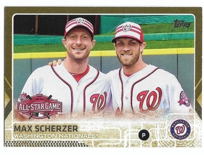 2015 Topps Update MAX SCHERZER Insert GOLD Parallel Card #/2015 BRYCE HARPER - Image 1 of 2
