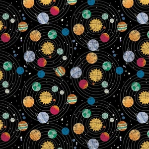 BLAST OFF Sistema Solar Planetas Niños ÓRBITA ESPACIAL Edredón Tela BTHY MARS - Imagen 1 de 4