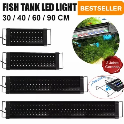Luce LED per acquario 30-115 cm con lampada timer pesci d'acqua dolce spettro completo RGB DHL - Immagine 1 di 4