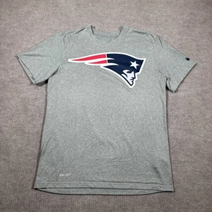 Nike New England Patriots T Shirt Mens M Grey Dri Fit Big Logo The Nike Tee NFL - Picture 1 of 8