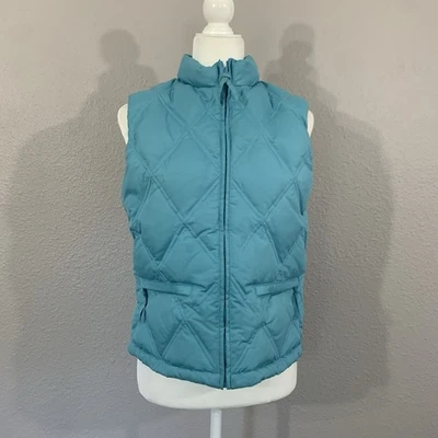 GAP VTG Vest Women’s Sz Small Teal Down Puffer Y2K Full Zip Pockets Fleece Lined - Image 1 of 4