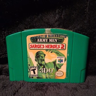 Army Men Sarge's Heroes 2 N64 Nintendo 64 Authentic Cartridge Tested Blockbuster - Image 1 of 3