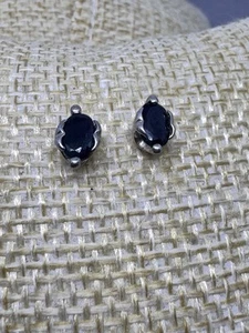 Vintage Sterling Silver Oval Topaz Earrings Studs (no Backs) (38-29) - Picture 1 of 3