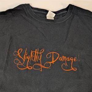 Black Slightly Damaged Script 4XL, XXXXL, T-Shirt, Halloween, Crew Neck, Cotton - Picture 1 of 11