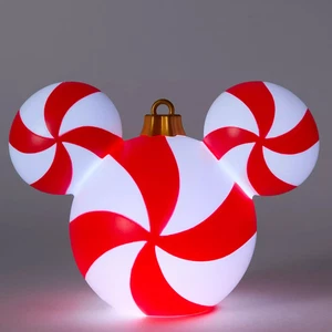 Disney Weihnachten Urlaub Pfefferminz Wirbel Mickey beleuchtet Ornament klein 5 1/2" - Bild 1 von 3