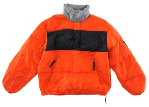 Nautica Competition Orange Blue Grey 100% Duck Down Pullover Puff Jacket Men M - Picture 1 of 7