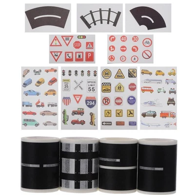  13 Pcs Road Track Tape Washi Traffic Adhesive Masking Tapes Railway Sticker - Image 1 of 4