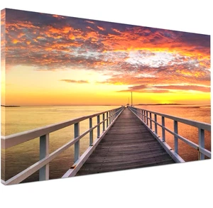 XL Leinwand Ozean Sonnenuntergang Pierce gerahmt Wandbild, Schlafzimmer Wandbild Wohnzimmer - Bild 1 von 7