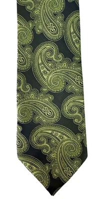Tie Bergamo New York Blue w Green Paisley 100% Polyester 3 inches Wide Necktie - Image 1 of 4