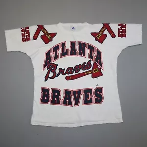 Vintage Atlanta Braves Shirt Mens XL Apex 1 One 90s USA Baseball MLB AOP - Picture 1 of 5