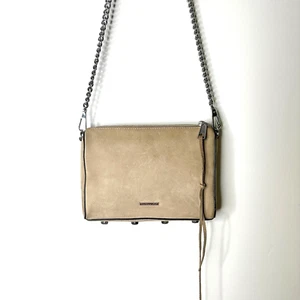 Rebecca Minkoff Avery Crossbody Bag Gunmetal Gray Taupe Nubuck Leather 152240 - Picture 1 of 7