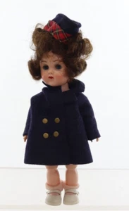 Vintage Vogue Doll Ginny Brunette Bent Knee Walker Navy Blue Coat & Hat EUC - Picture 1 of 5