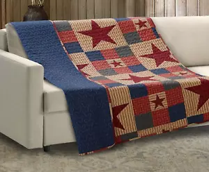 Red Star Checkered Reversible Throw Blanket Virah Bella 50” x 60” - Picture 1 of 4