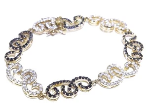 Impresionante brazalete elegante de circonita cúbica blanca y negra enchapada en oro amarillo .925 para dama - Imagen 1 de 6