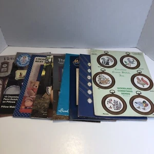 11 Assorted Cross Stitch Pattern Books Lot Cats Birds Sheep Pillows Geese - Picture 1 of 18