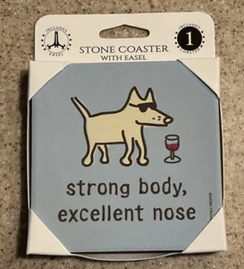 “Strong Body, Excellent Nose” Stone Coaster Cork Back w/Easel 4x4” NIP - Picture 1 of 2