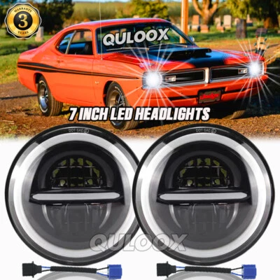 2X For Dodge Dart 1964-1976 DOT 7" inch Round LED Headlights Hi-Lo Sealed Beam - Image 1 of 4