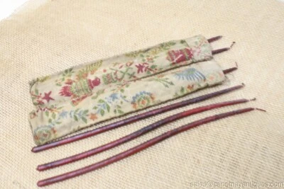 Antique Hand Made Candles & Cloth Carrier 2 sets Handmade Sheathe Americana - Image 1 of 4